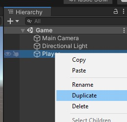 Duplicate existing game object